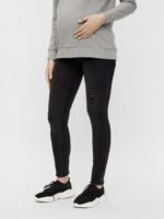 Mamalicious Taragona 7/8 slim destroy jeans black
