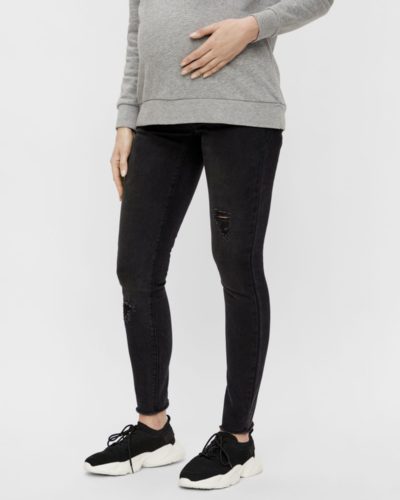 Mamalicious Taragona 7/8 slim destroy jeans black