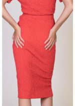 Love2Wait Crepe Split Skirt Coral Red - Image 2
